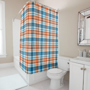 White Orange Blue Plaid Tartan Design