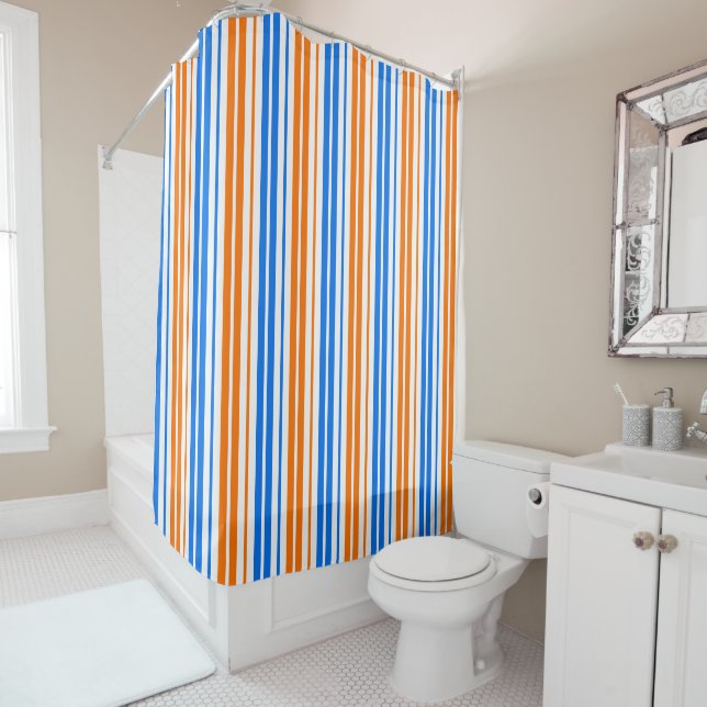 White Orange Blue Vertical Stripes Design   (In Situ)