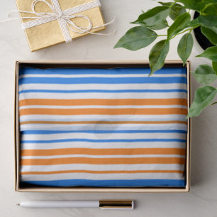White Orange Blue Vertical Stripes Design Tissue Paper