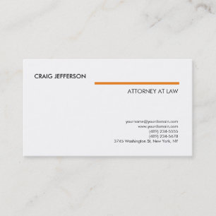 White Orange Consultant Attorney Lawyer Modern Business Card