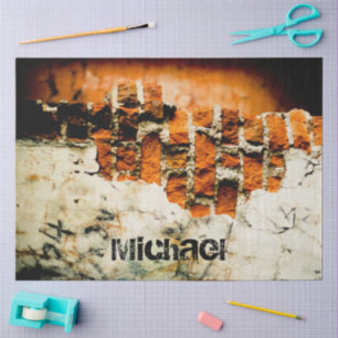 White orange Cool brick wall grafiti Custom name Tissue Paper