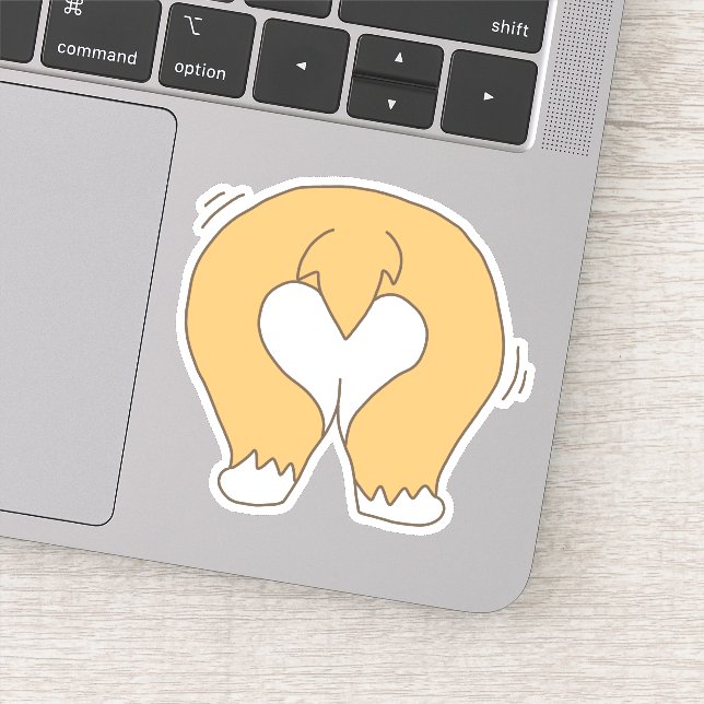 White & Orange Funny Corgi Butt Drawing (Detail)