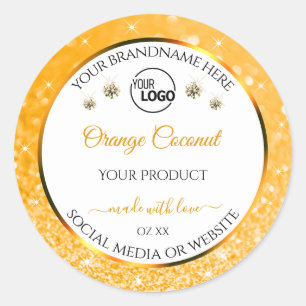 White Orange Glitter Product Labels Logo Diamonds