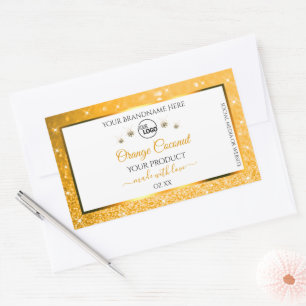 White Orange Glitter Product Labels Logo Diamonds