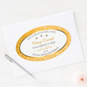 White Orange Glitter Stars Product Packaging Label
