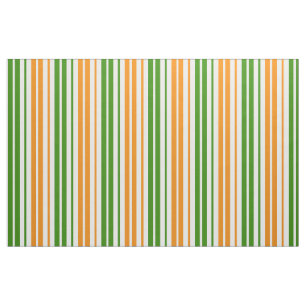 White Orange Green Vertical Stripes Design Fabric