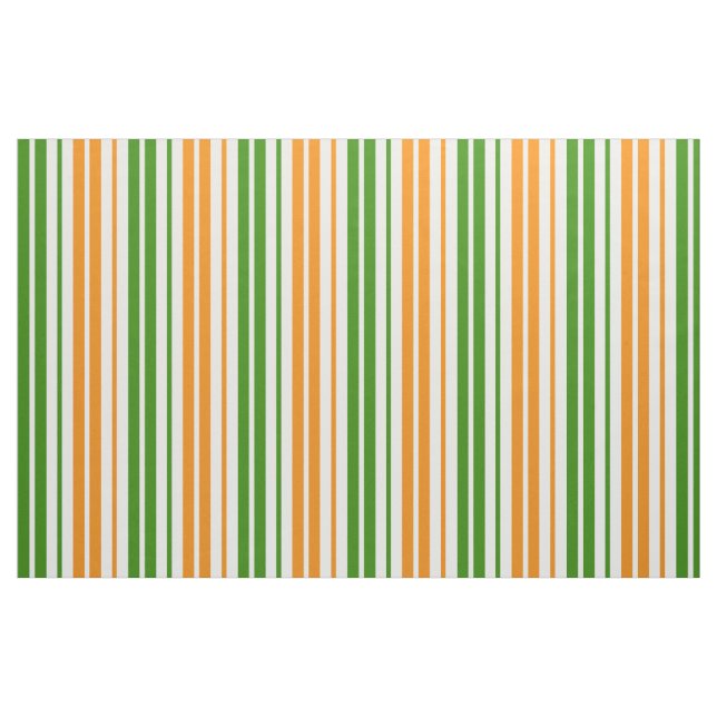 White Orange Green Vertical Stripes Design   Fabric (Fat Quarter)