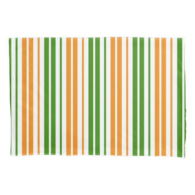 White Orange Green Vertical Stripes Design   Pillowcase (Front)