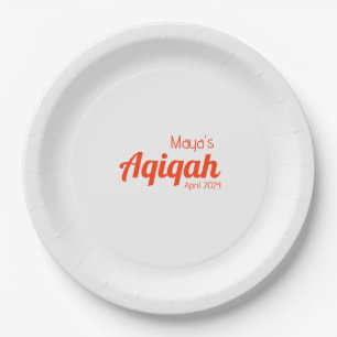 White Orange Solid Colour Plain, Aqiqah Baby Showe Paper Plate