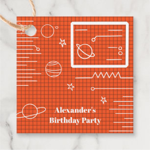 White Orange Spaceship Computer Screen  Favour Tags