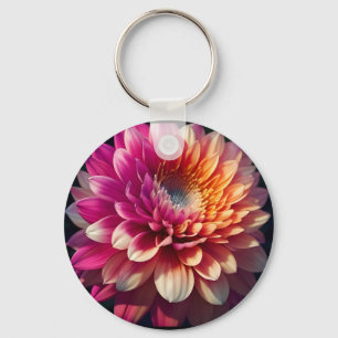 White Orange Yellow Pink Purple Blue Dahlia Flower Keychain