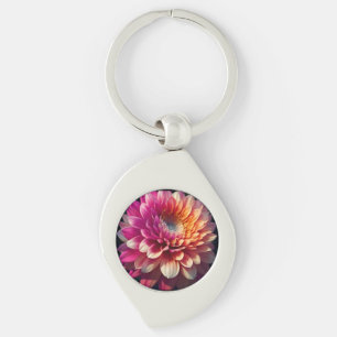 White Orange Yellow Pink Purple Blue Dahlia Flower Keychain