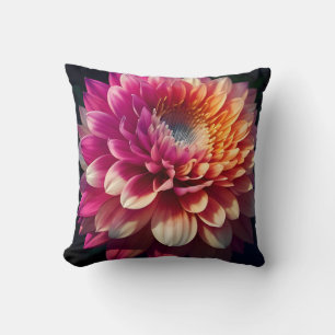 White Orange Yellow Pink Purple Blue Dahlia Flower Throw Pillow