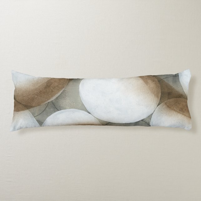 White Orbs & Brown Circles Body Pillow (Front)