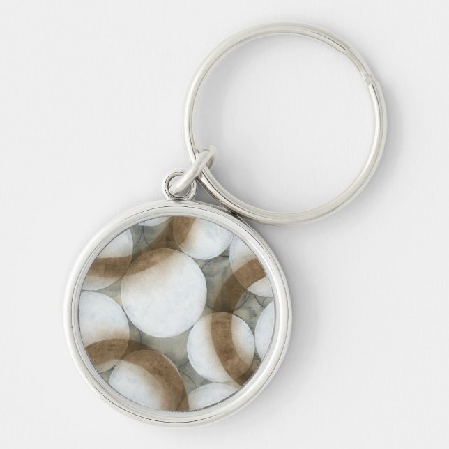 White Orbs & Brown Circles Keychain (Front)