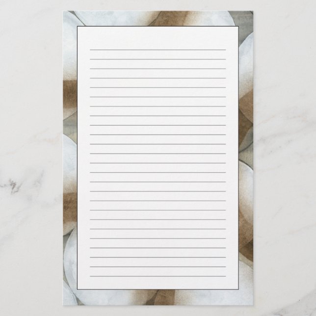 White Orbs & Brown Circles Stationery (Front)