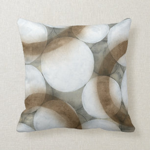 White Orbs & Brown Circles Throw Pillow