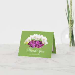 White Orchid and Pink Peony Botanical Thank You Card