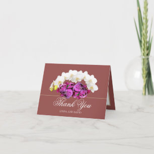 White Orchid and Pink Peony Botanical Thank You Card