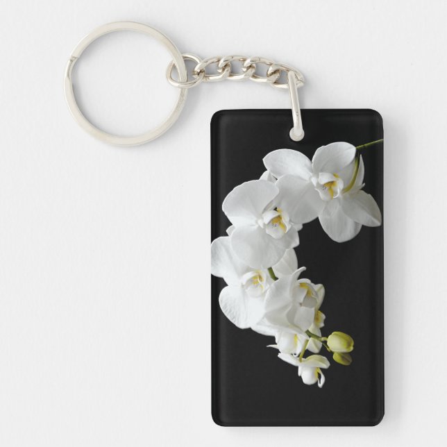 White Orchid Blossom Keychain (Front)