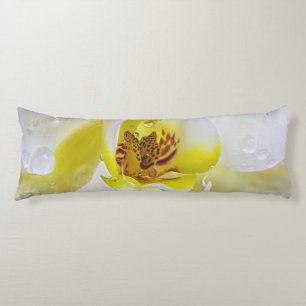 White Orchid Blossom Water Drop Body Pillow