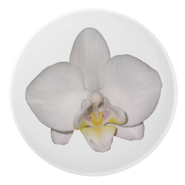 White Orchid Ceramic Knob (Front)