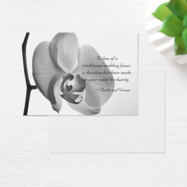White Orchid Charity Wedding Favour Card (Desk)