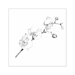 White Orchid Dream Elegant Feminine Chic Art Rubber Stamp