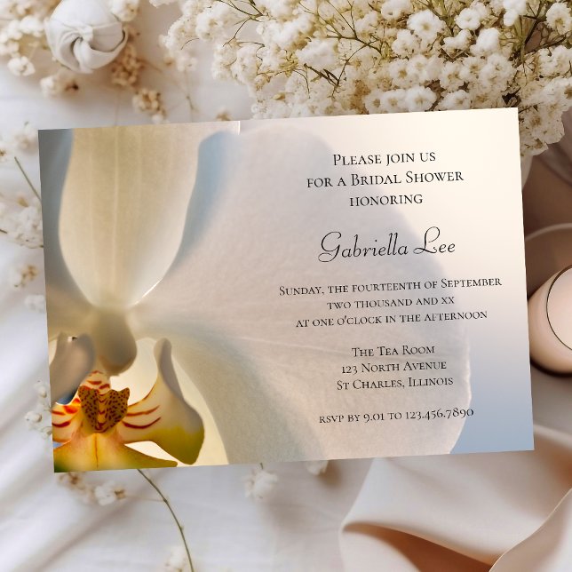 White Orchid Elegance Bridal Shower Invitation (Creator Uploaded)