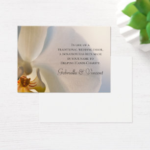 White Orchid Elegance Charity Wedding Favour Card
