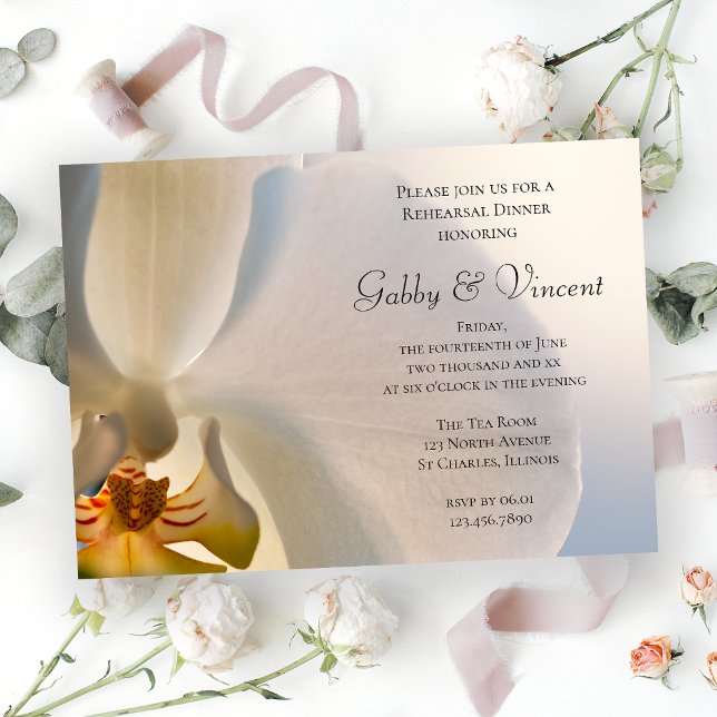 White Orchid Elegance Wedding Rehearsal Dinner Invitation (Creator Uploaded)