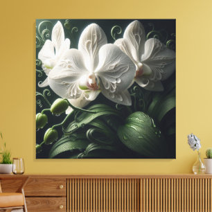 White Orchid Floral Canvas Print