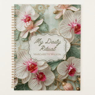 White Orchid Floral Daily Planner Study Organizer