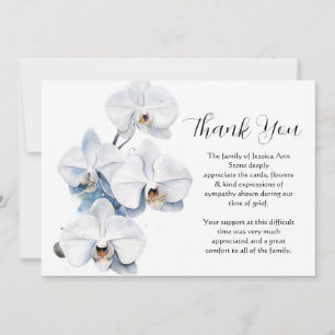 White Orchid Floral Funeral Death Thank you Invitation