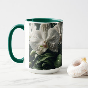 White Orchid Floral Mug