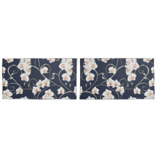 White Orchid Floral Pattern Pillowcase
