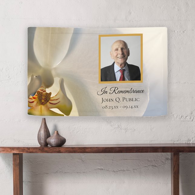 White Orchid Flower Celebration of Life Funeral Banner (Creator Uploaded)