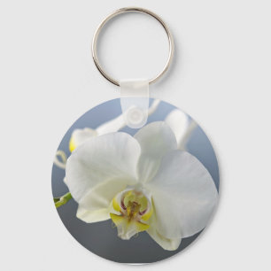 White Orchid Flower Keychain