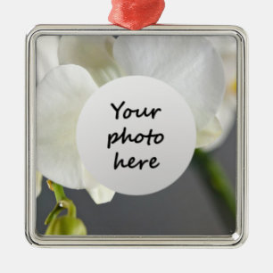 White Orchid Flower Metal Ornament