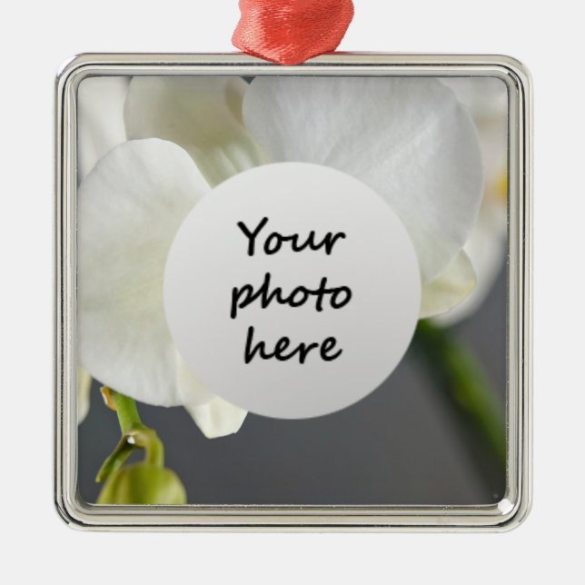 White Orchid Flower Metal Ornament (Front)