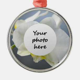White Orchid Flower Metal Ornament