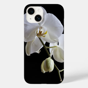 White Orchid Flower on Black Case-Mate iPhone 14 Case