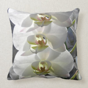 White Orchid Flowers Throw Pillow