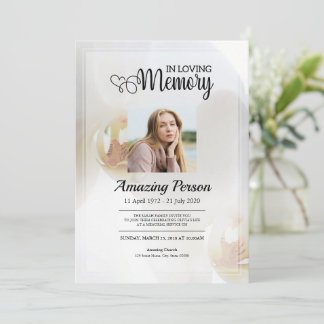 White orchid Funeral order of service Invitation