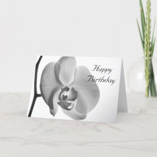 White Orchid Happy Birthday Card