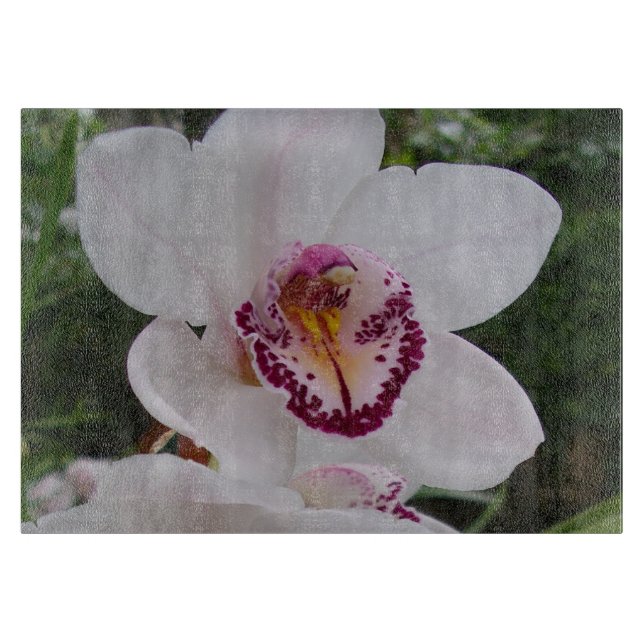 White Orchid I Beautiful Tropical Flower Cutting Board (Front)