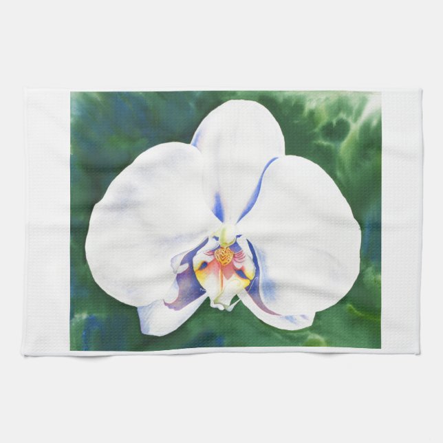 White Orchid Kitchen Towel (Horizontal)