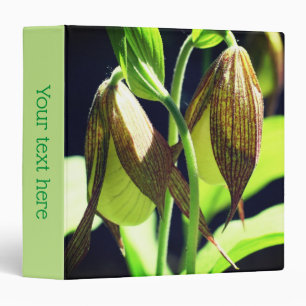 White Orchid Lady Slipper Flower Pair Personalized Binder