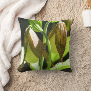 White Orchid Lady Slipper Flower Pair Throw Pillow