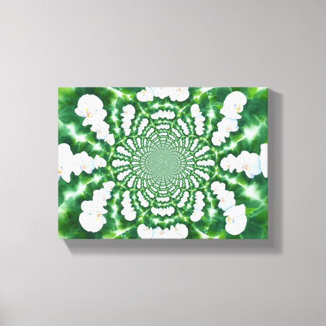 White Orchid Mandala Canvas Print (Front)